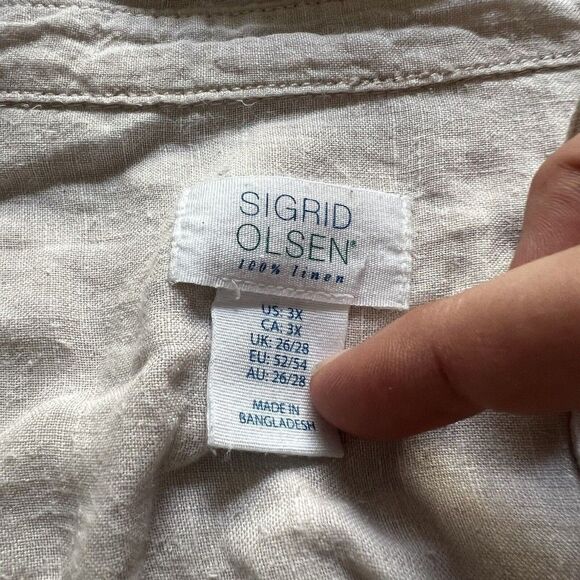Sigrid Olsen Shirt Womens Medium Linen Button-Up Long-Sleeve Casual Size 3XL - Picture 4 of 6